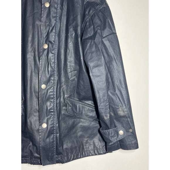 VTG Ralph Lauren Sport Men's Navy Blue Hooded Windbreaker Jacket S 100% Cotton - Picture 4 of 9